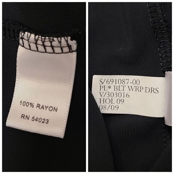 BANANA REPUBLIC Black Stretch Long Sleeve Belted Wrap Dress Size XS - Picture 9 of 15